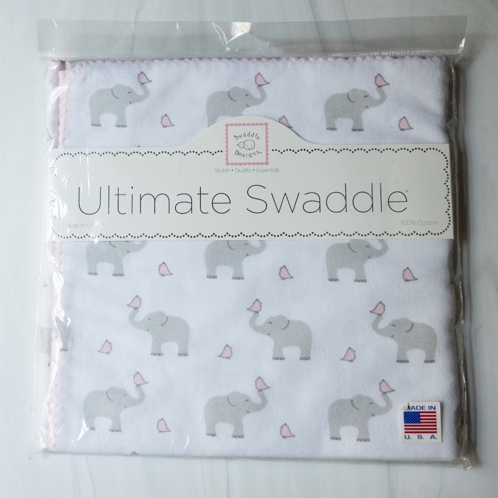 Swaddle Designs Baby Blanket Cotton Flannel Ultimate Elephants Chicks 42" NEW